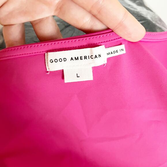 Good American Scuba Scoop Slim Long Sleeve Bodysuit Ballerina Pink Large - Picture 3 of 8